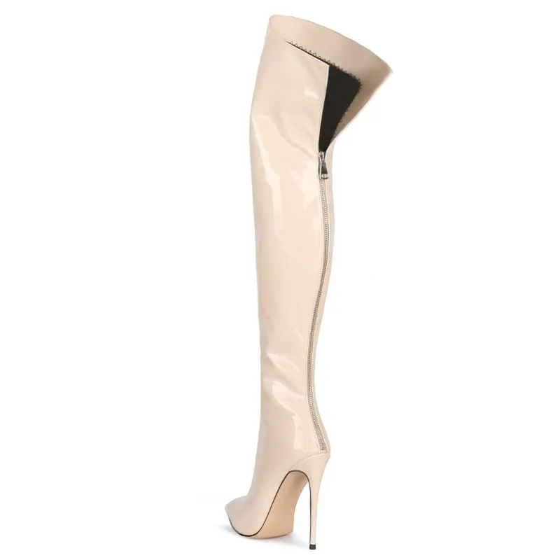 Zapatos sexys para mujer, botas de tacón alto con punta puntiaguda exquisita para mujer, botas por encima de la rodilla, zapatos de diseñador, Botas para Mujer