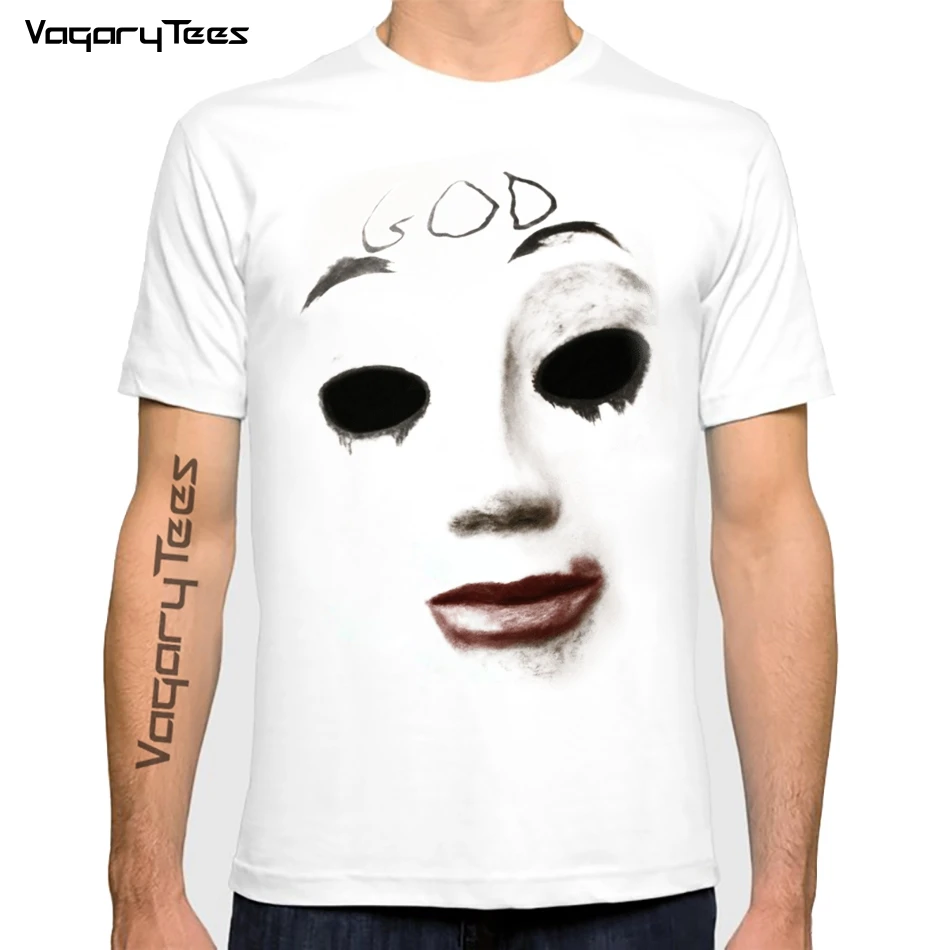 Fashion God Mask Men T-Shirt Hipster Mask Printed Tshirts Gothic style Short Sleeve Tops Funny Masked Tee