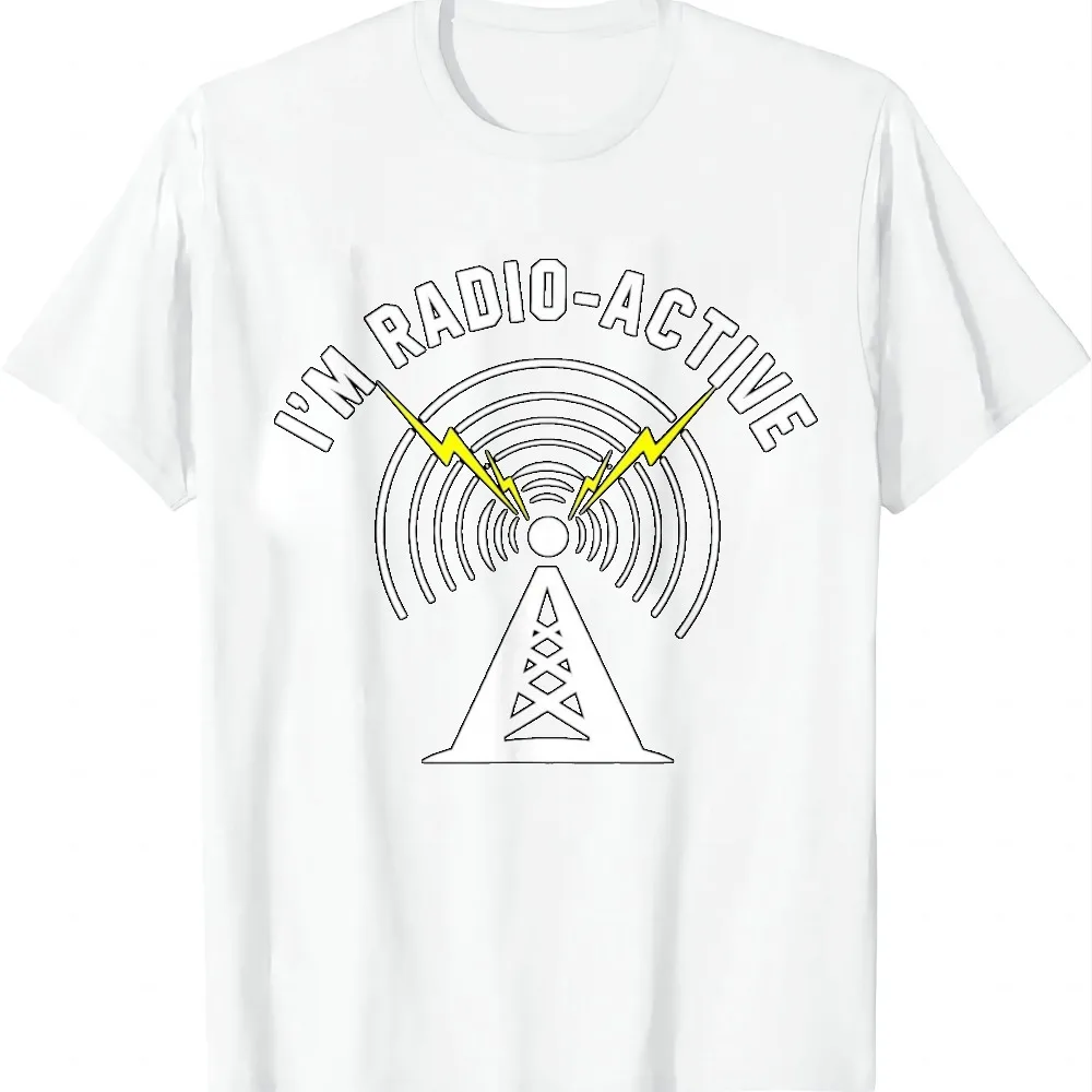 I'm Radio-Active With Tower Antenna Funny Black T-Shirt Graphic T Shirt Short Sleeve Tee Men Women Unisex Quick Dry Monochrome