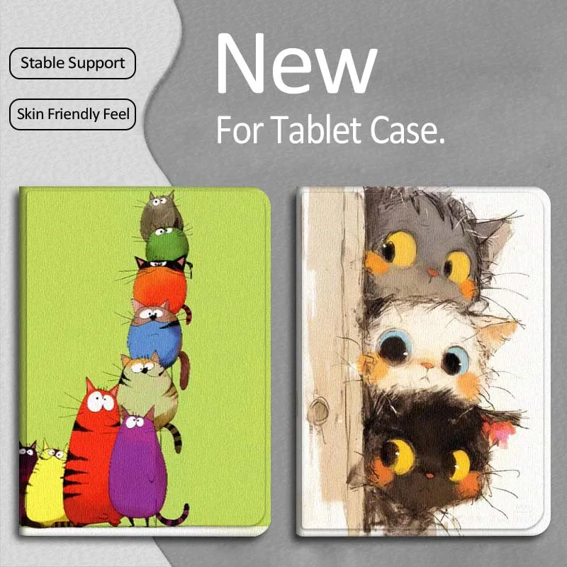 

Art Cartoon Cat Cute Gift For Apple iPad Pro Air 13 2 7th 6th 2025 M2 M3 M4 M512.9 13 inch Foldable Tablet Case