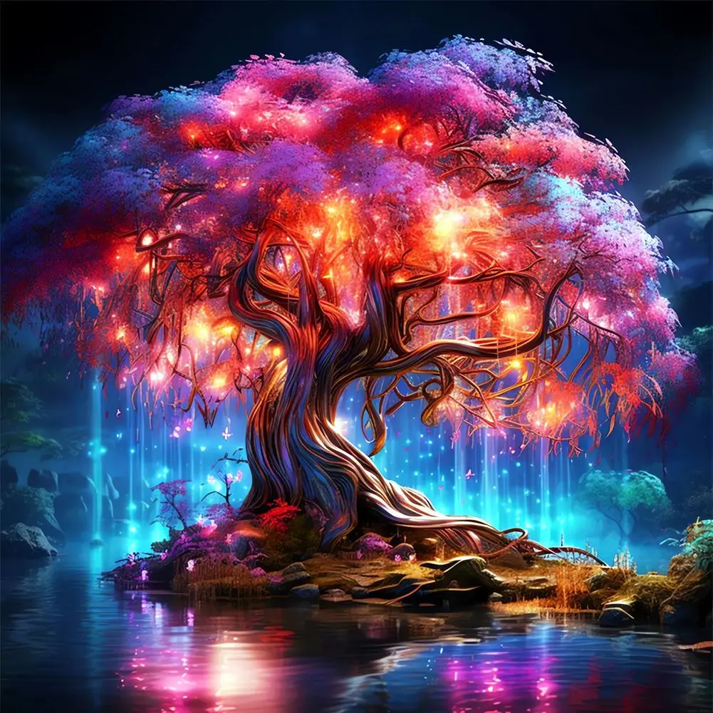 

55x55 см, 5d квадратная алмазная живопись, брызги, дерево жизни, пейзаж, абстрактное настенное искусство, декор для дома, кухни, офиса, комнаты, подарки