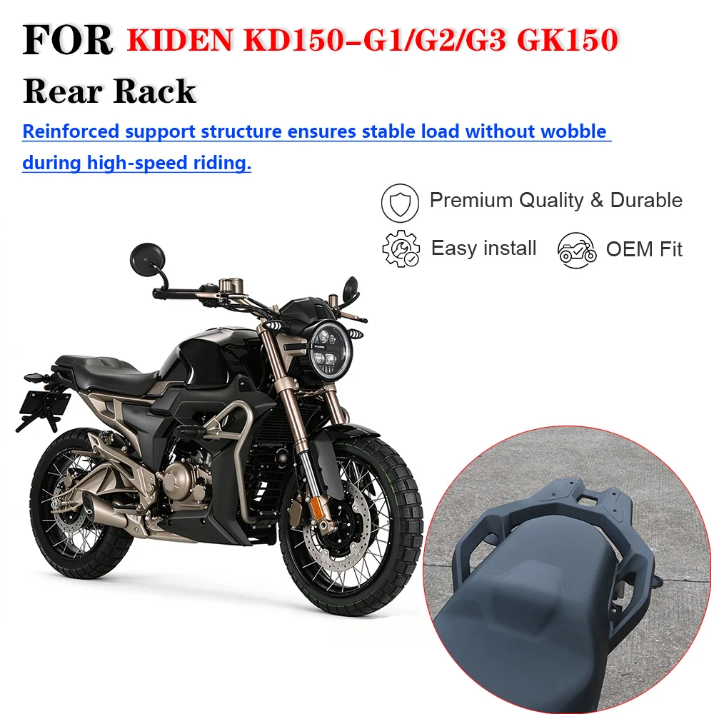 Motorcycle OEM Modified Aluminum Rear Luggage Rack, Tail Box Bracket & Rear Passenger Grab Handle For KIDEN KD150-G1 KD150-G2 KD