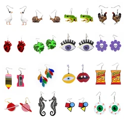 YAOLOGE Black Dark Skull Moth Insect Butterfly Cow Bird Frog Acrylic Earrings for Women 2022 Statement Fashion Jewelry Gifts