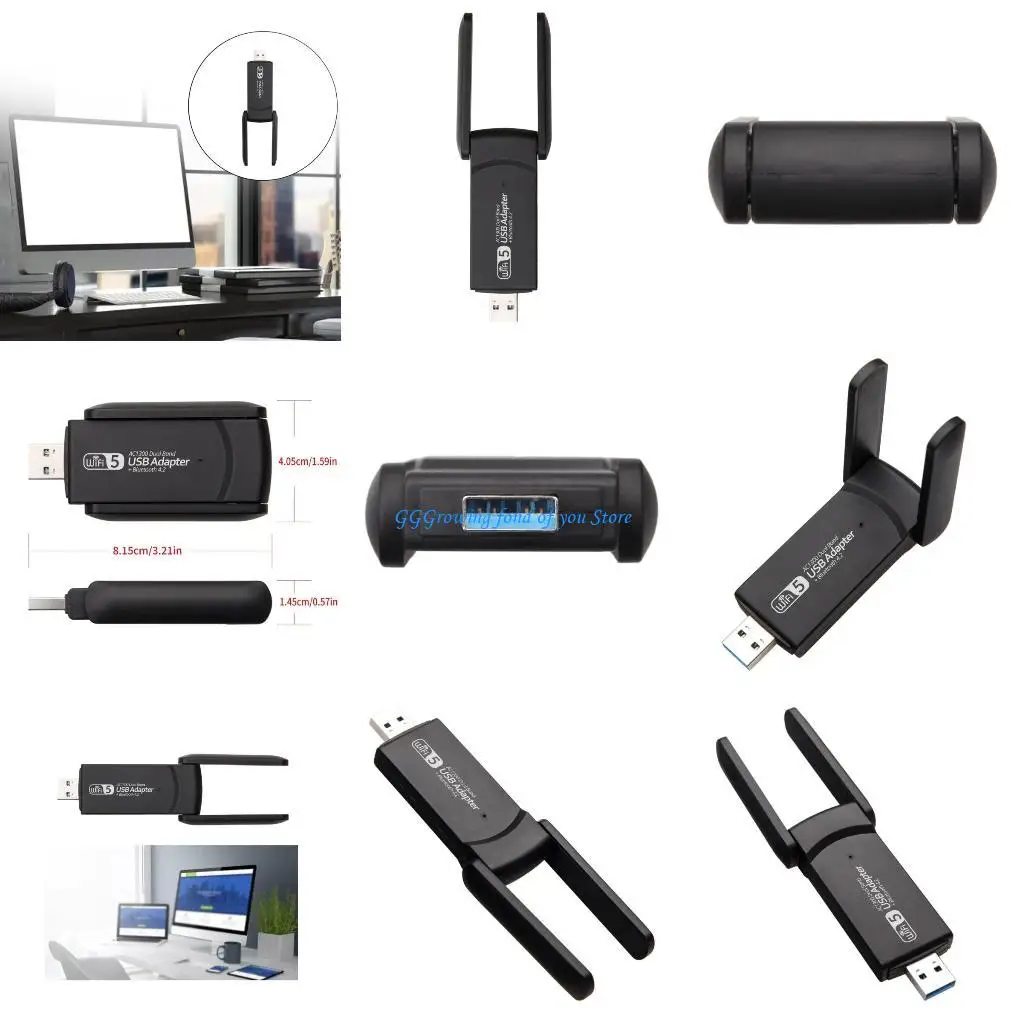 

H9EB 1300Mbps USB WiFi Adapter Bluetoothcompatible4.2 2.4G Networking Card USB