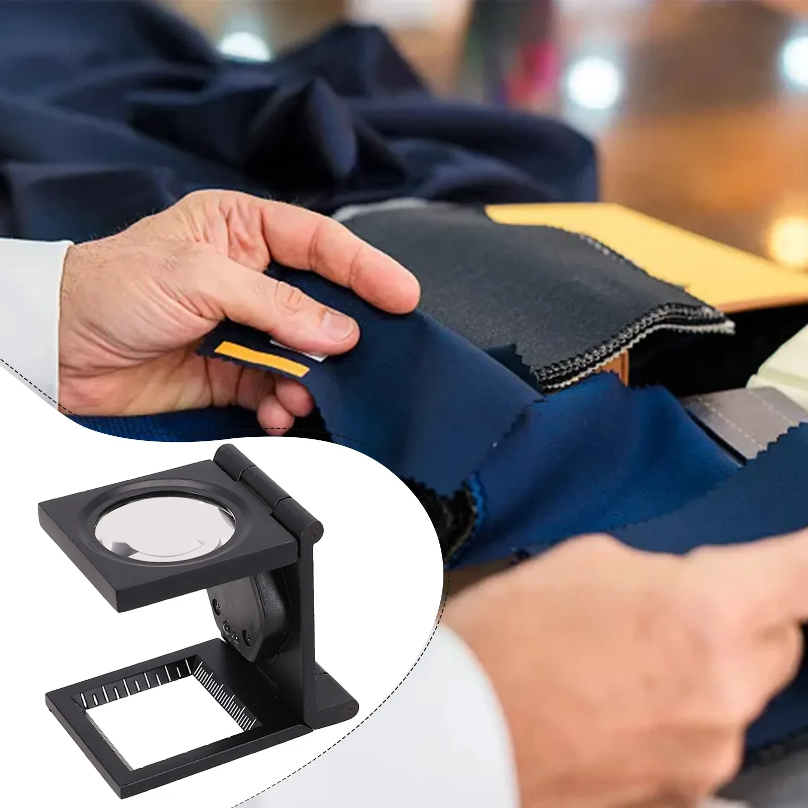 Folding Metal Linen Tester Cloth Magnifier Printer Loupe W/2 Magnifying Glass High Definition Glass Lens For Better Performance