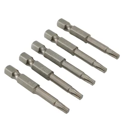 Puntas de destornillador Torx magnéticas T20, 5 piezas, 50mm de largo, 1/4 pulgadas, cabeza de vástago hexagonal, herramientas manuales