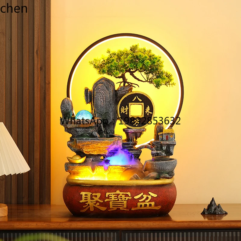 rockery flowing water fountain fish tank circulation feng shui wheel humidifier Bafanglaicai living room ornament