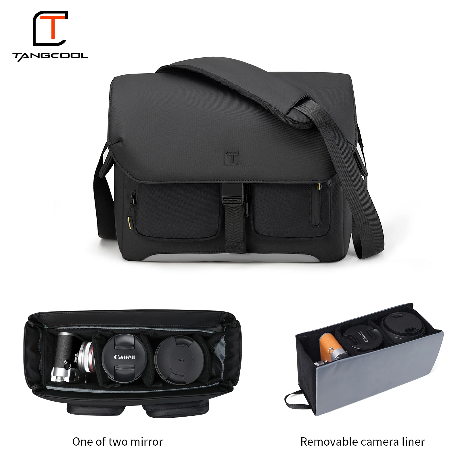

TANGCOOL Detachable Camera Shoulder Bag Waterproof Messenger Bag For Cameras Lenses Photography Accessories