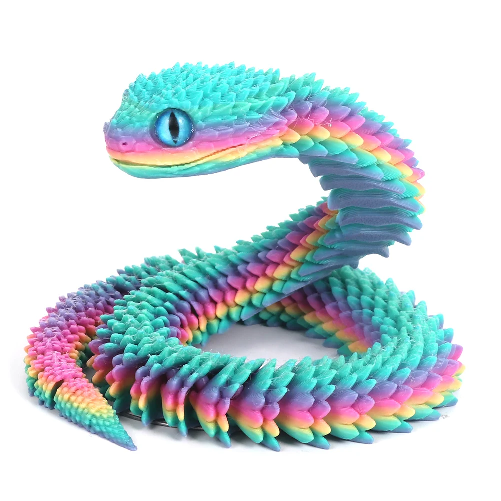 Modelo De Víbora Impresa En 3D De 30 Cm Con Huevo – Escultura Realista Para Coleccionistas En Negro Mate O Púrpura Holográfico