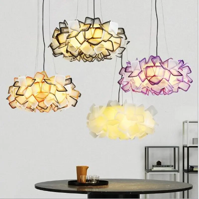 

New Design Suspension Lamp Handcraft Colorful Gradient Acrylic Flower Led Pendant Light Bedroom Dining Room Hanging Light