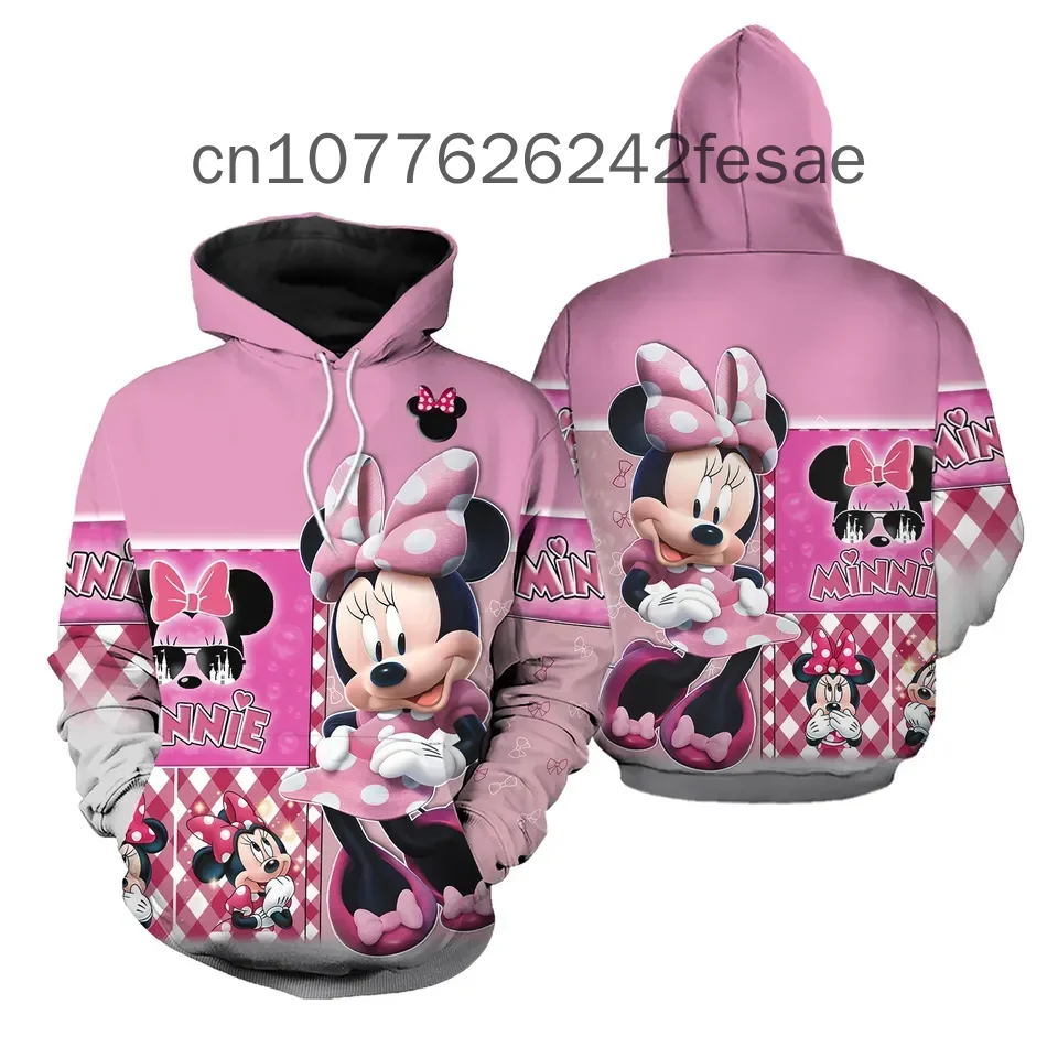 Disney Land Minnie Mouse Hoodie Casual Fashion Street Men's and Women's Children's Winter Y2K Hoodies