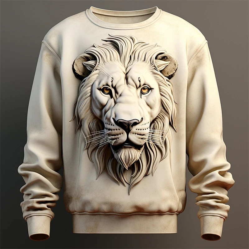 

Funny 3D Lion Print Sweatshirts For Men Fashion animal Pattern Oversized Men's Tops Casual O-neck Pullover Autumn Hoodie Clothes