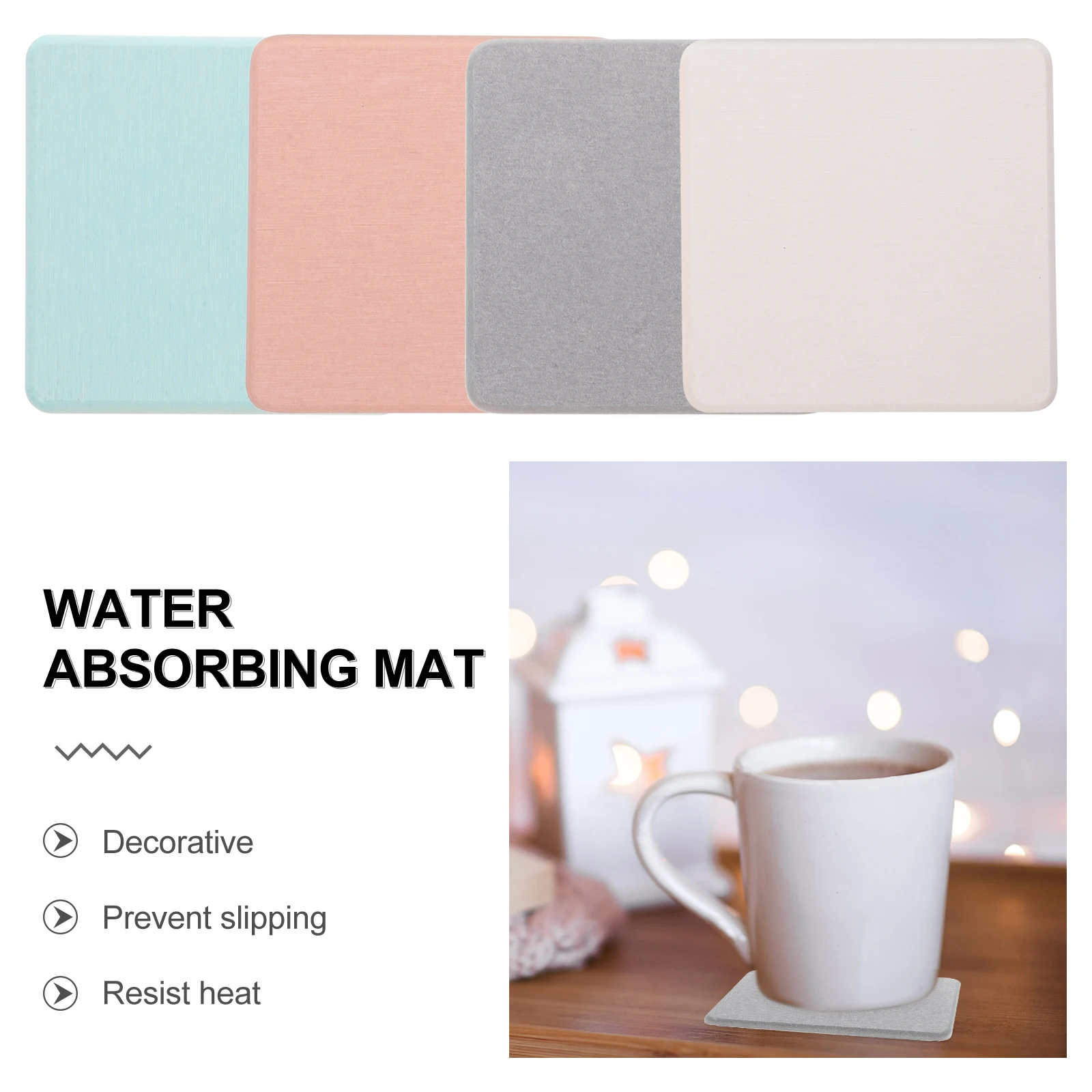 

4pcs Washable Diatom Mud Coasters Absorb Water Bathroom Countertop Mats Non Slip Drink Container Sink Soap Holder Dish