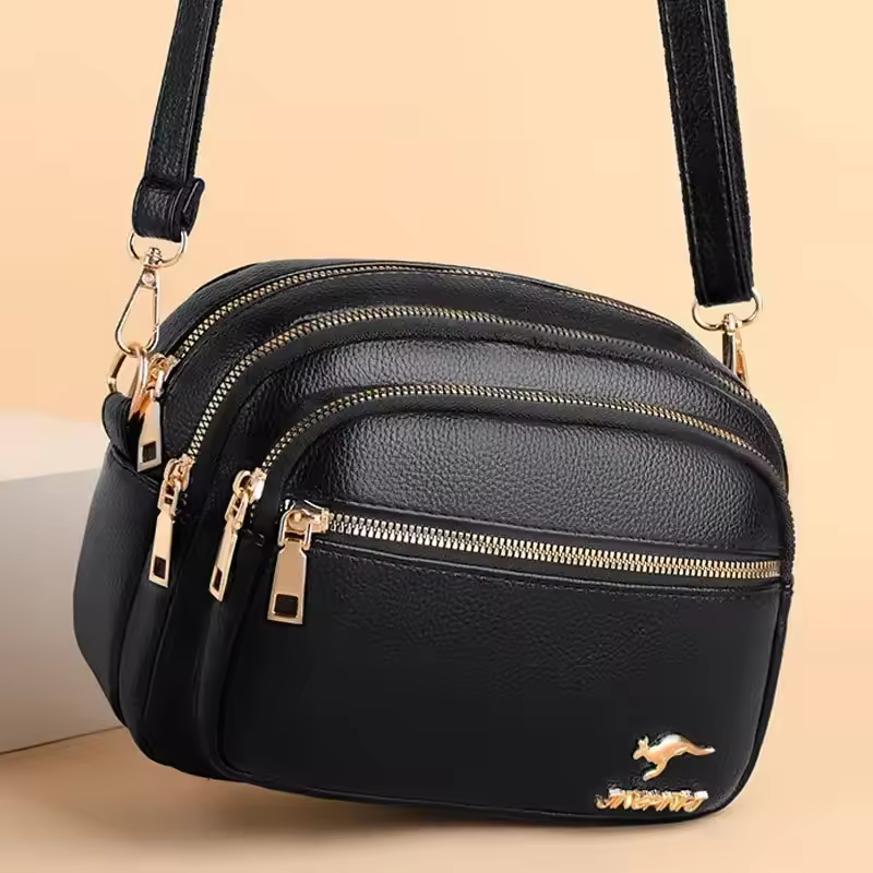 Bolsa de Ombro Feminina em Couro Sintético Multi-Bolso