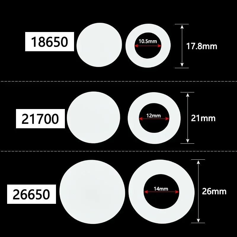 20/5000pcs 18650 21700 26650 Battery Insulation Gasket Pack Cell Barley Adhesive Paper Glue Fish Electrode Insulated Pads