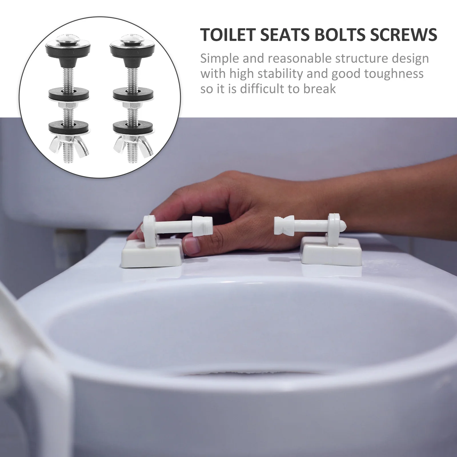 

1 пара болтов для сиденья унитаза, винты из нержавеющей стали, прочный комплект для замены крышки сиденья унитаза, комплект болтов и гаек