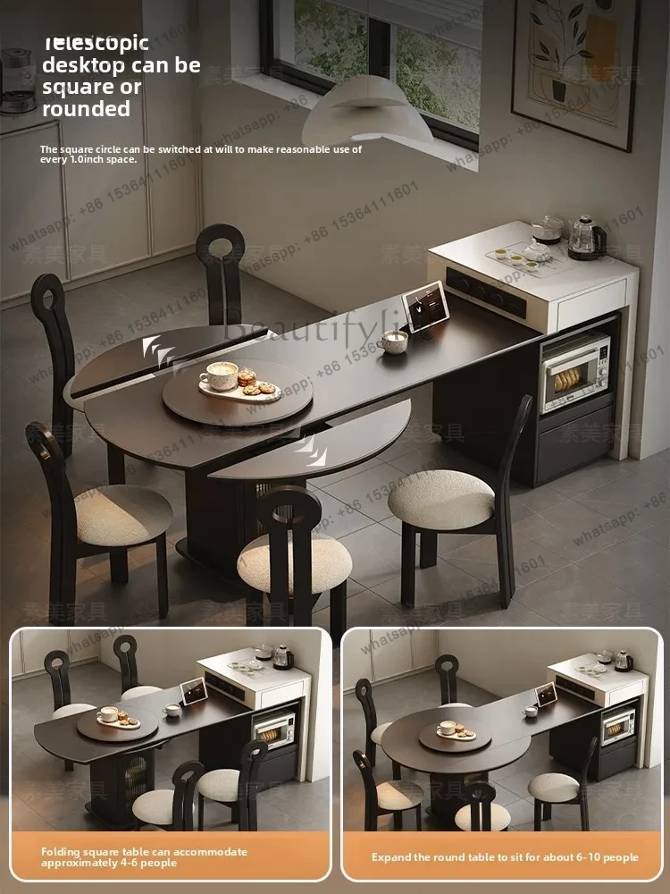 island dining table integrated household retractable multi-functional storage simple retro mid-guide table