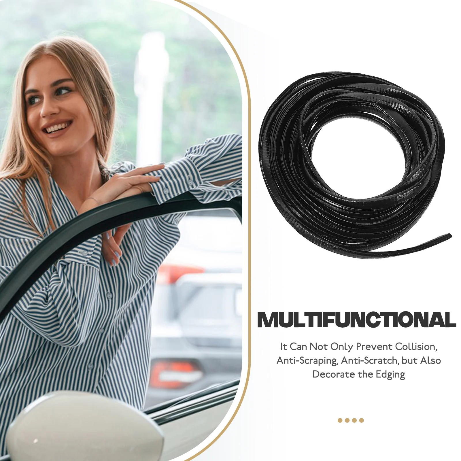 

U-Shaped Car Door Edge Guard Strip Rubber Steel Durable Bumper Trim Scratch Dent Protector Universal Fit Auto Door Edge Guards