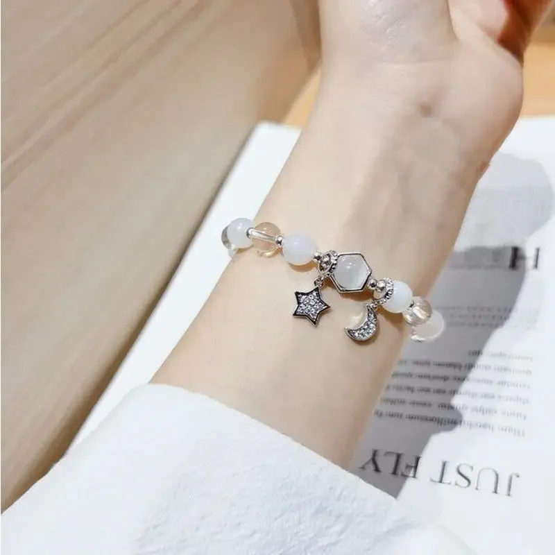 S925 Sterling Silver Fortune Bracelet Female Green Ghost Cornucopia Green Hair Crystal Stone Natural High-grade Hand String