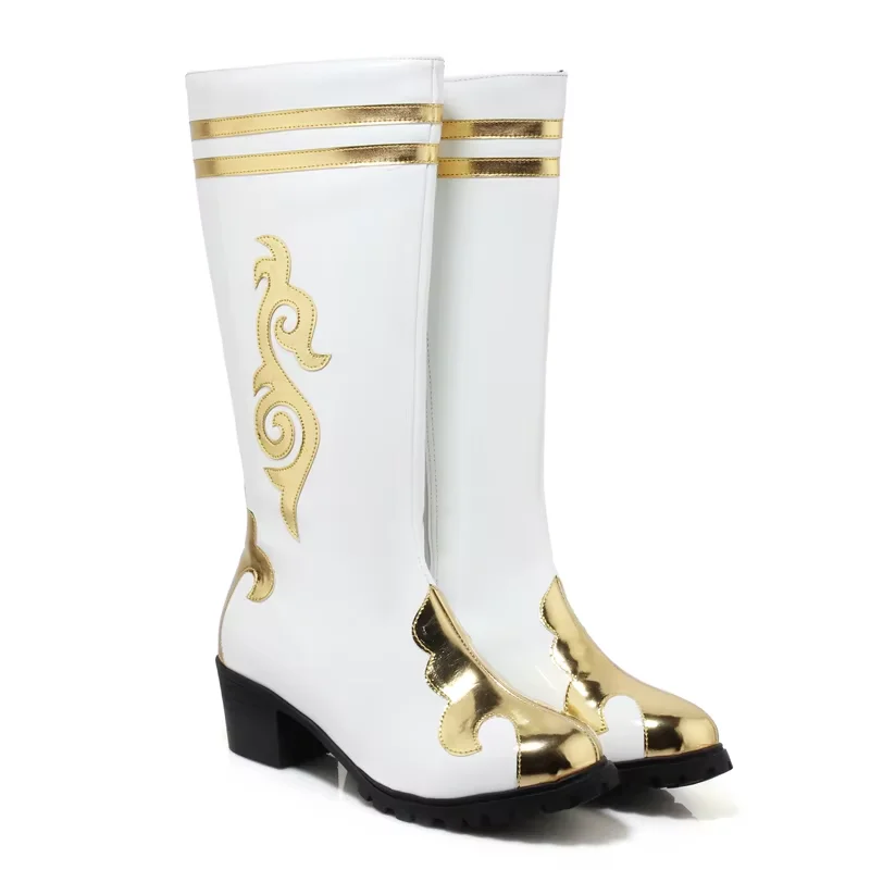 أحذية منغولية بيضاء من البولي يوريثان للنساء أحذية الرقص للمهرجان الوطني الصيني ملحقات الأداء العرقي للأقليات