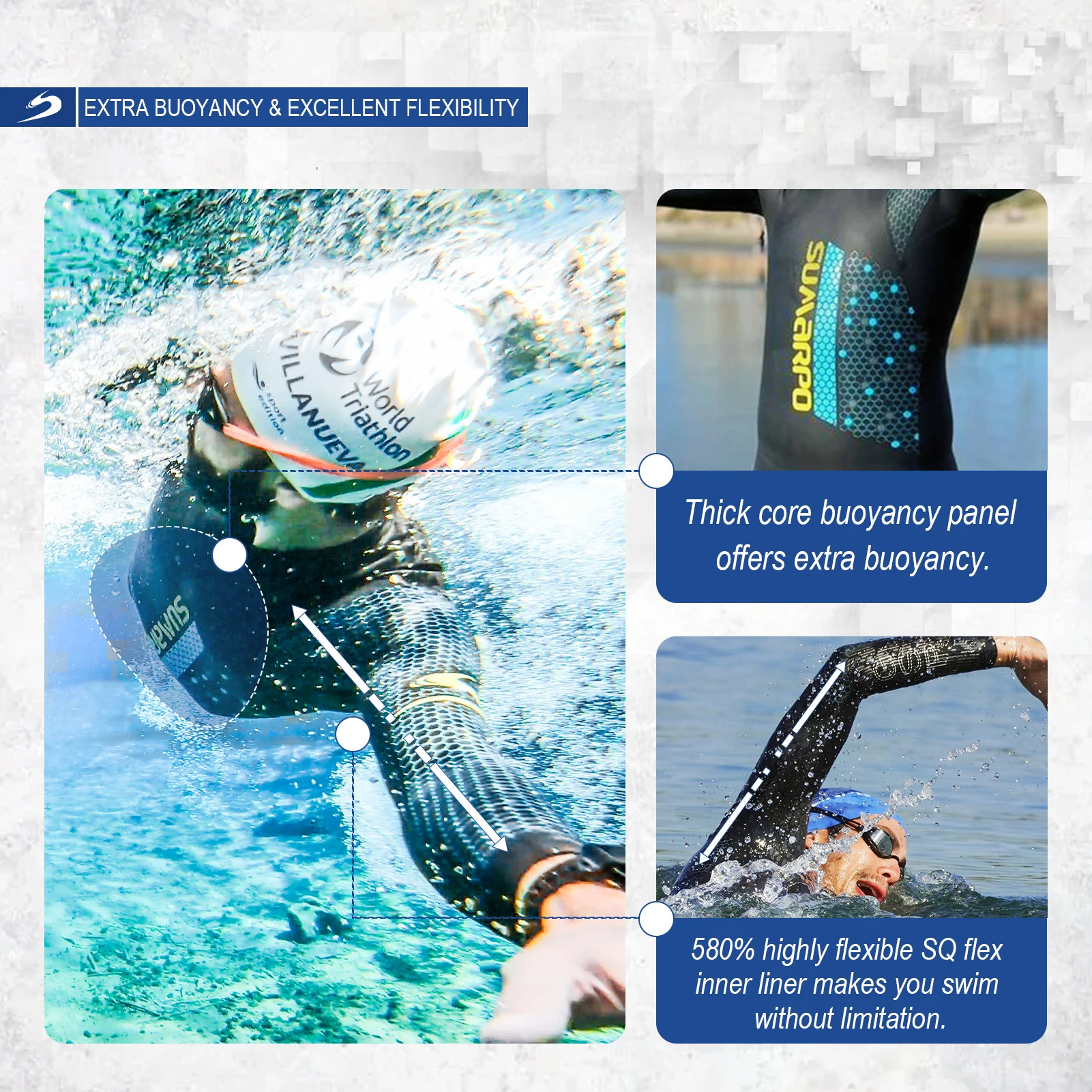 SUMARPO Tirathlon Wetsuits for Men RACE, 4/2mm Yamamoto Neoprene for Open Water Swimming, Fina Approved