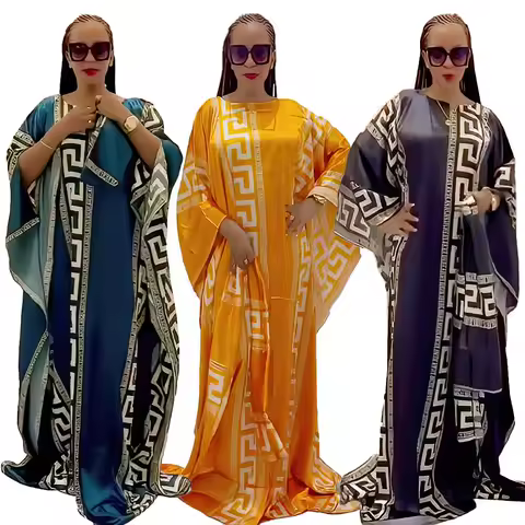 fashion african dresses for woman digital printing evening dress batwing sleeve african dresses for women 2024
