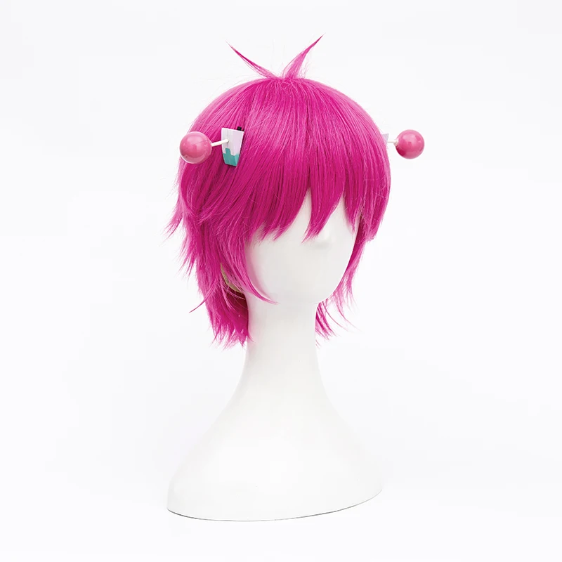 Tokyo Anime The Disastrous Life of Saiki K. Saiki Kusuo Cosplay Wig Short Pink Synthetic Hair with Hairpins +Wig Cap