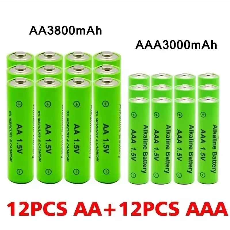 AA + AAA Rechargeable AA 1.5V 3800mAh / 1.5V AAA 3000mah Alkaline Battery Flashlight Toys Watch MP3 Player Replace Ni-Mh Battery