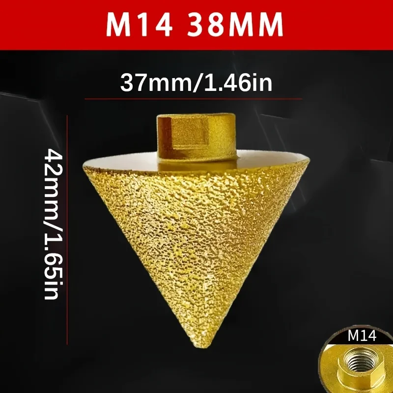 1 قطعة M14 ثقب شطب زاوية مستديرة من الزركون، قطر 38 ملليمتر