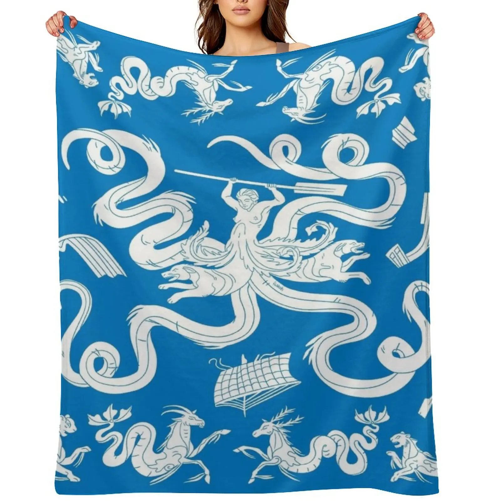 

Scylla mosaic - Blue Throw Blanket decorative Nap Kid'S Furrys Blankets
