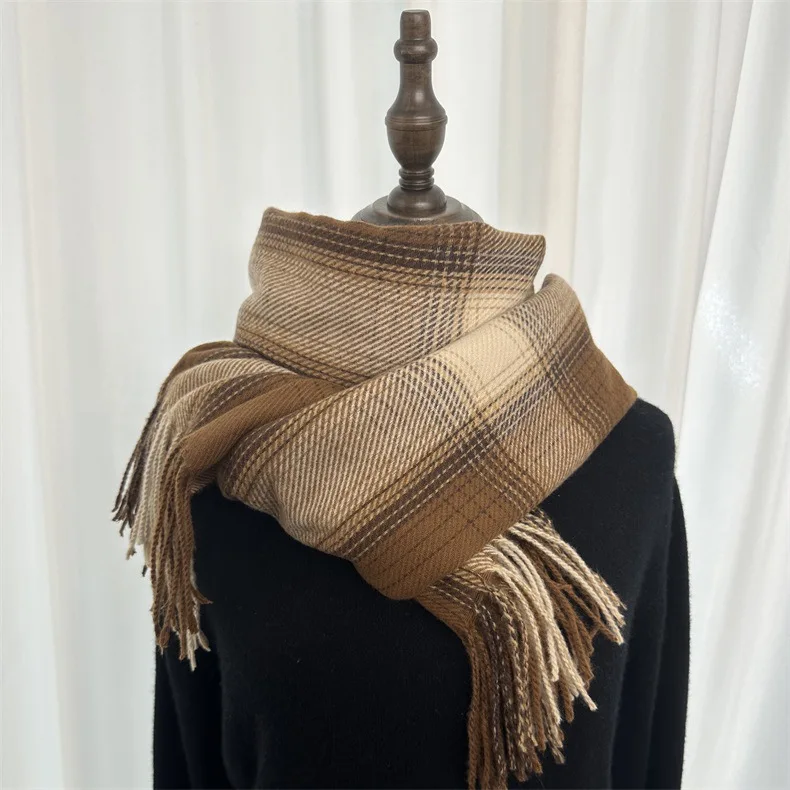 

Зимний шарф женский роскошный осенне-зимний кашемировый шарф утолщенная теплая шаль классический пушистый шарф с кисточками мягкая шаль в стиле ретро Wh258