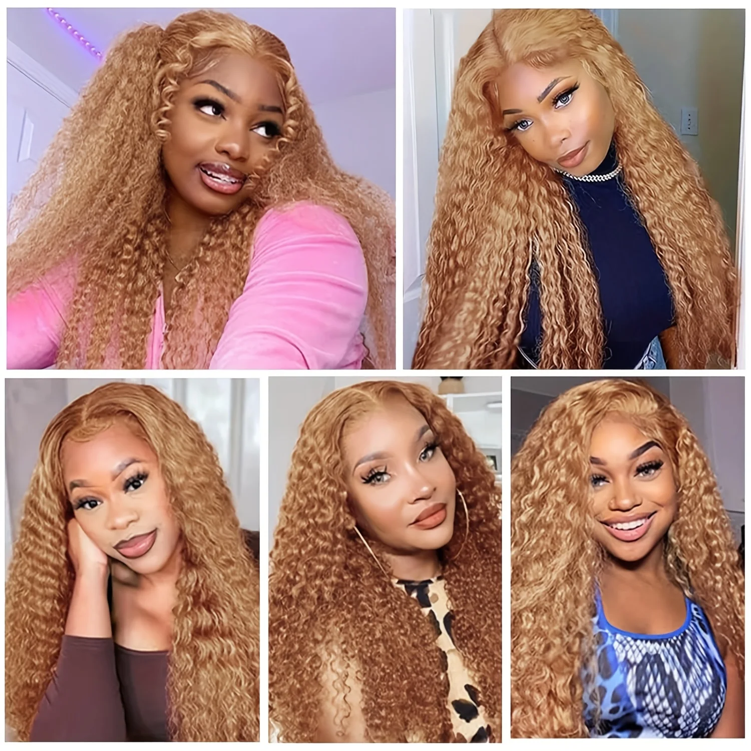 Perruque Blonde miel cheveux humains vague profonde Hd dentelle frontale perruque 13x6 dentelle avant perruque bouclée colorée # 27 Pré-épilé 220 Densité 34 38 pouces