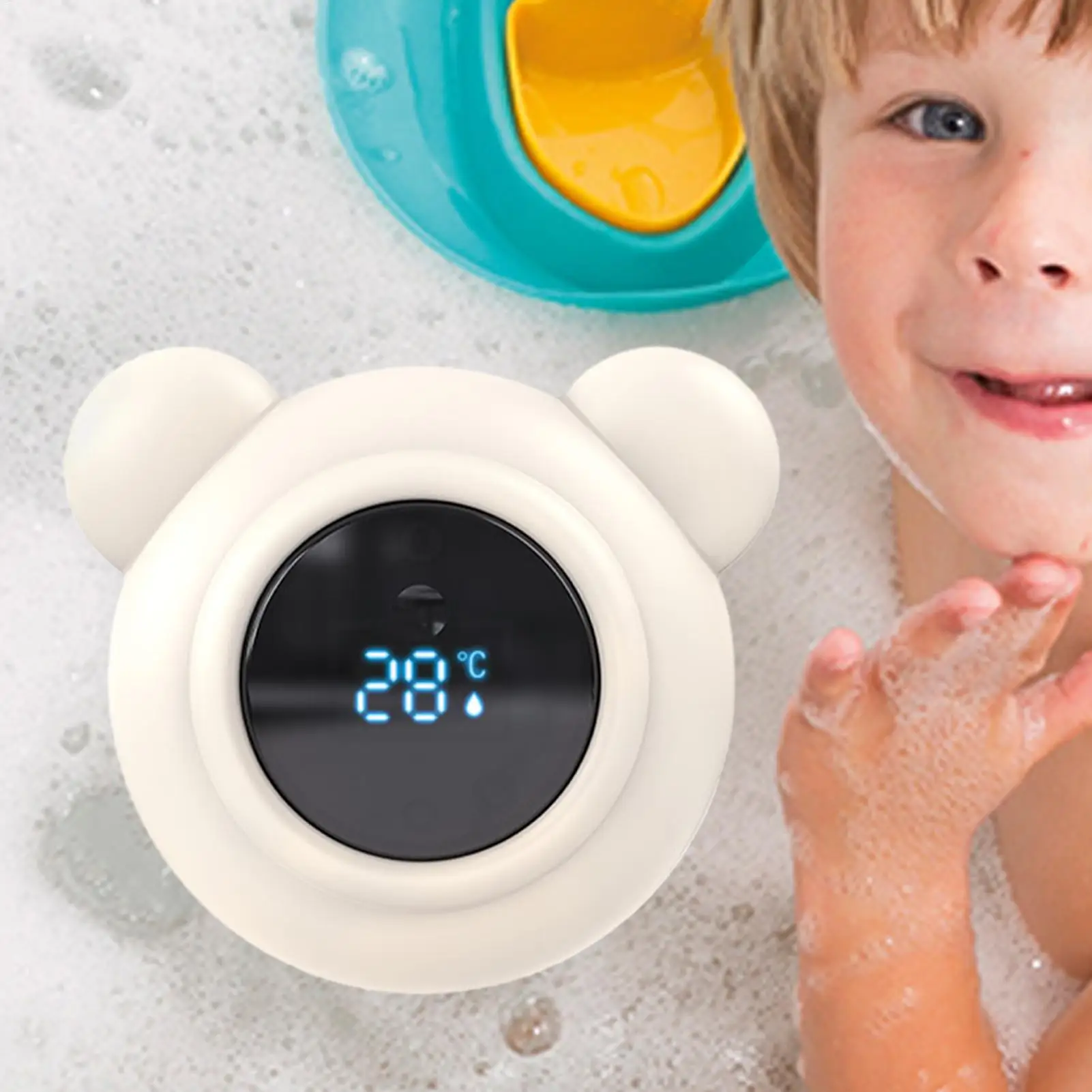 Digital Baby Shower Water Thermometer  Baby Bath Temperature Monitor with 3-Color Safety Indicators/Smart Temperature Alerts
