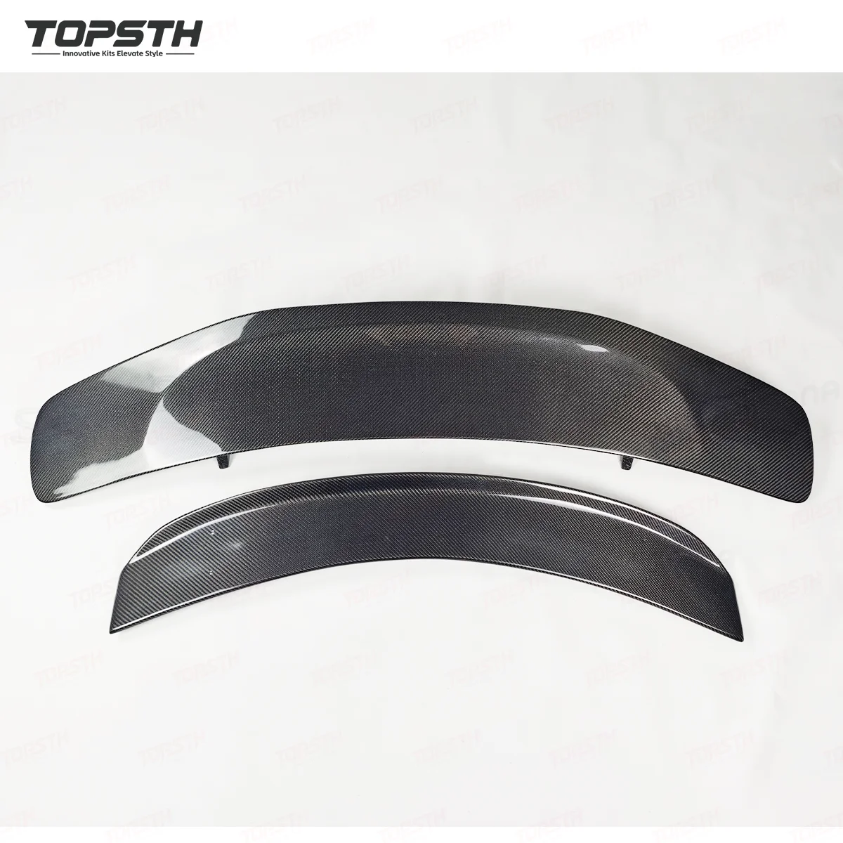 TOPSTH 2019-2024 for Tesla Model Y Carbon Fiber Double Layer Polished Finish Sport Rear Spoiler with Perfect Fit