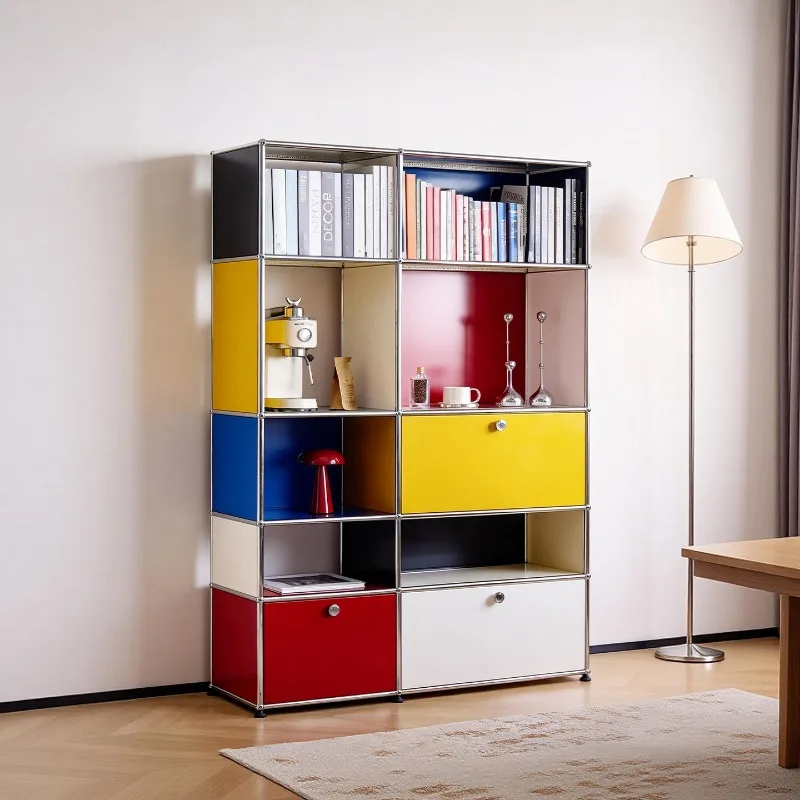 Bookcase, Modular Stainless Steel Combination Study Storage Locker