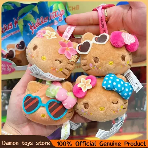 Sanrio Hello Kitty Blind Bag Seaside Vacation Series Plush Squeeze Toy Figurine Bag Pendant Collectible Holiday Gift For Adult