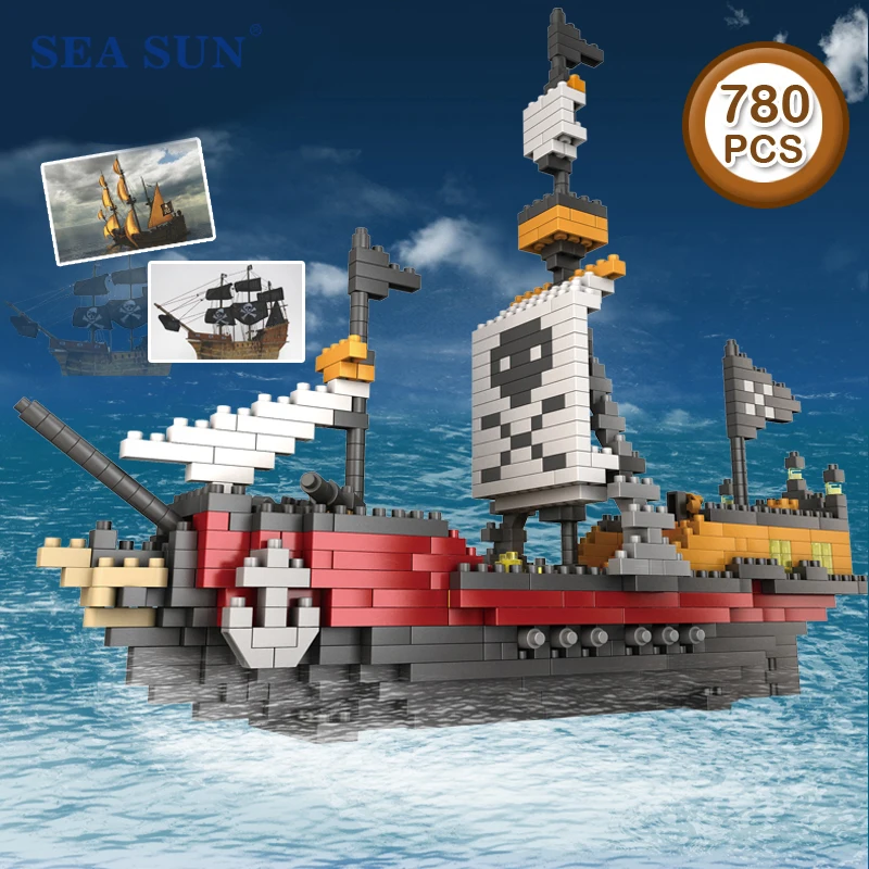 

780 pcs Building Blocks Boat Compatible Wreck Model Pirates Ship Enlighten Blocks Pirates Educational Toys For Kid Gifts