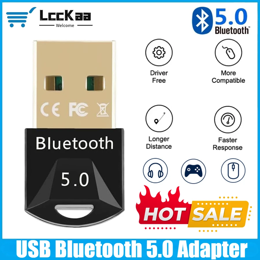 USB Bluetooth 5.0 Adapter Wireless Bluetooth 5.3 Dongle Adapter for PC Laptop Wireless Speaker Audio Receiver USB Transmitter