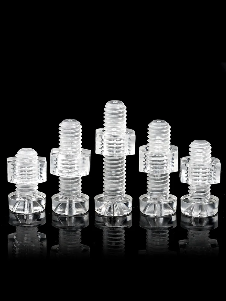 20/30/50/100/200sets M3 M4 M5 M6 Acrylic Clear Transparent Plastic Nylon Round Head Phillips Cross Screw Bolt + Hex Nut