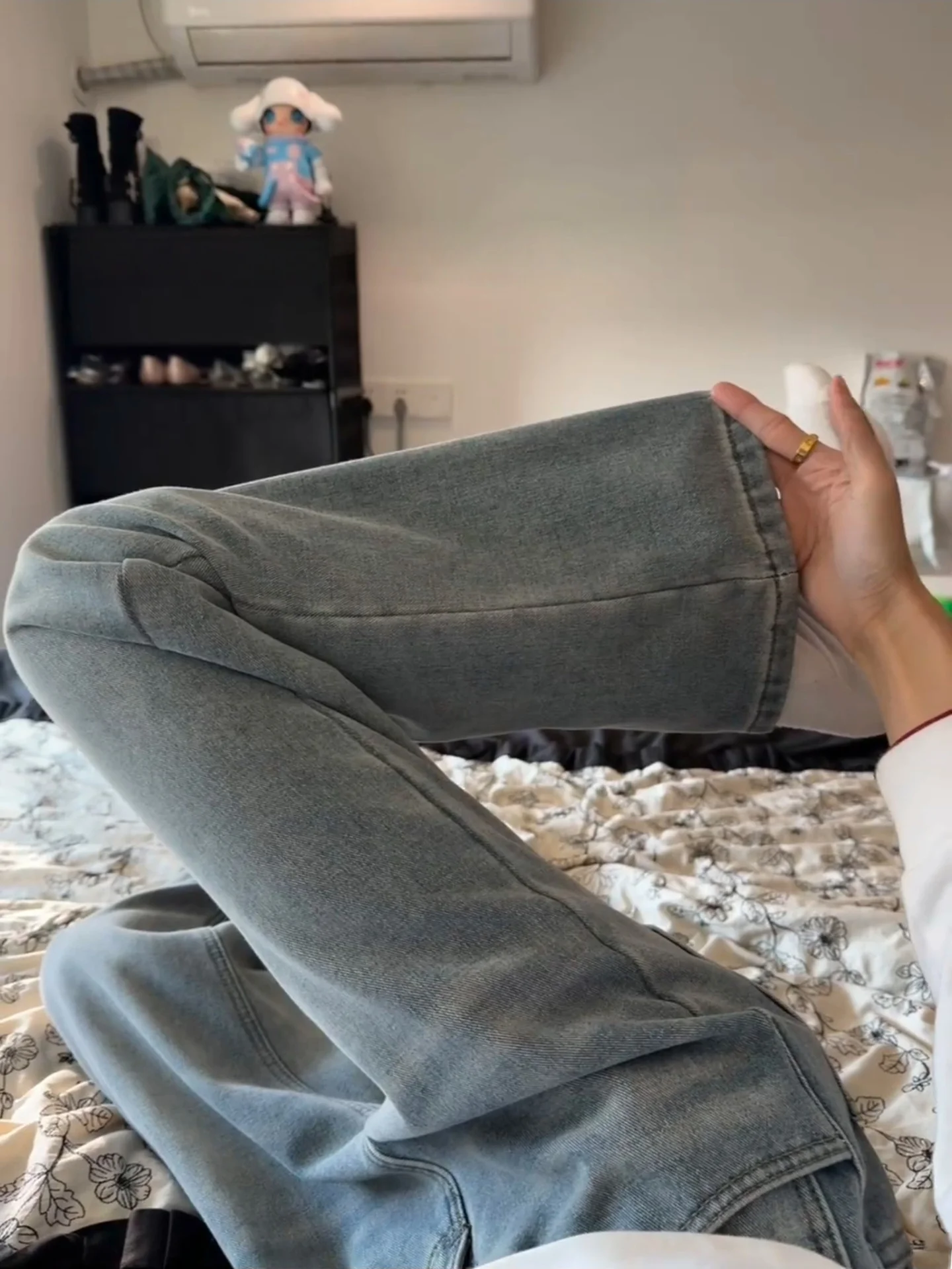 

Cleanfit Vintage Blue Fce Lined Thi Denim Jeans Men's American High Street Straight Leg Slimming Bootcut Pants