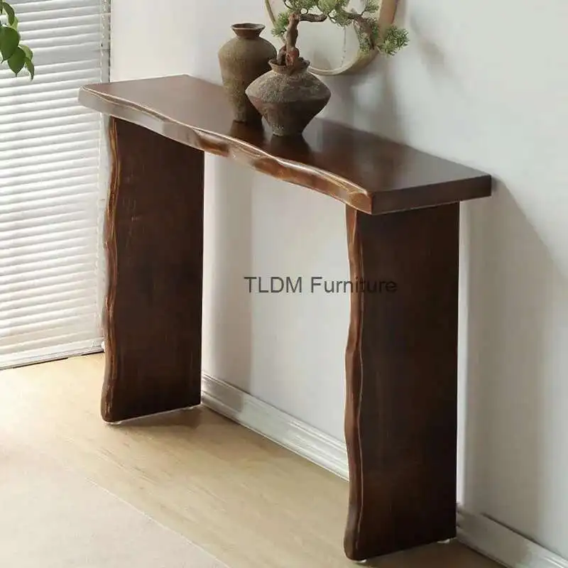 

New Chinese Style Living Room Table for Entrance Solid Wood Smooth Edge Tables Light Luxury Simple Console Table for Corridor
