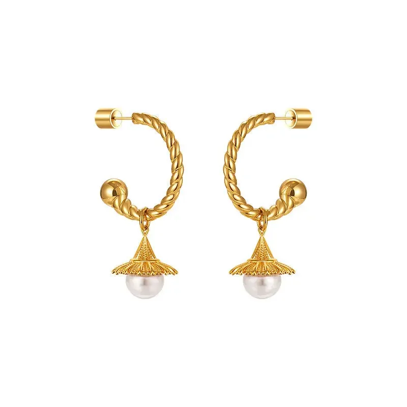 

Original design hat Twists earrings for women Fashion unique luxury C-shaped pearl earings Drop charm banquet jewelry gift