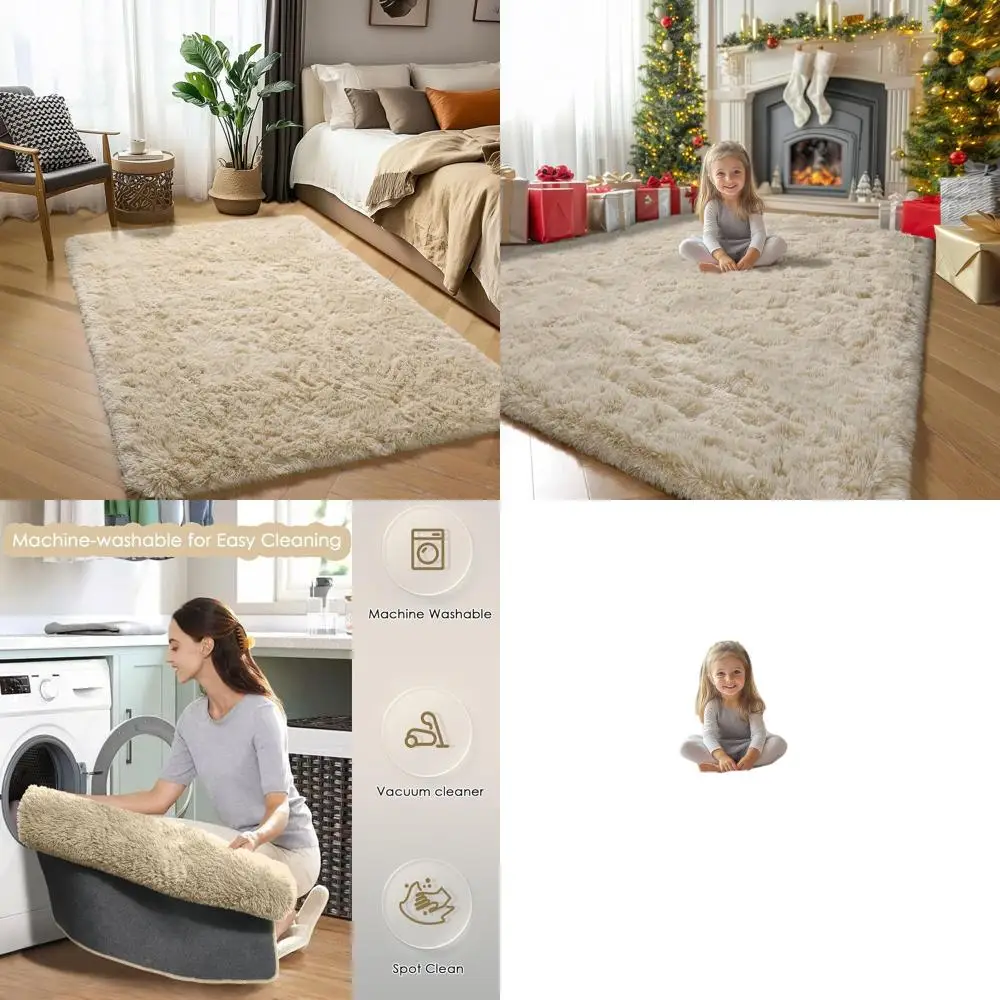 

Мягкий коврик 5x7 для детской спальни, игровой комнаты или гостиной нейтрального бежевого цвета