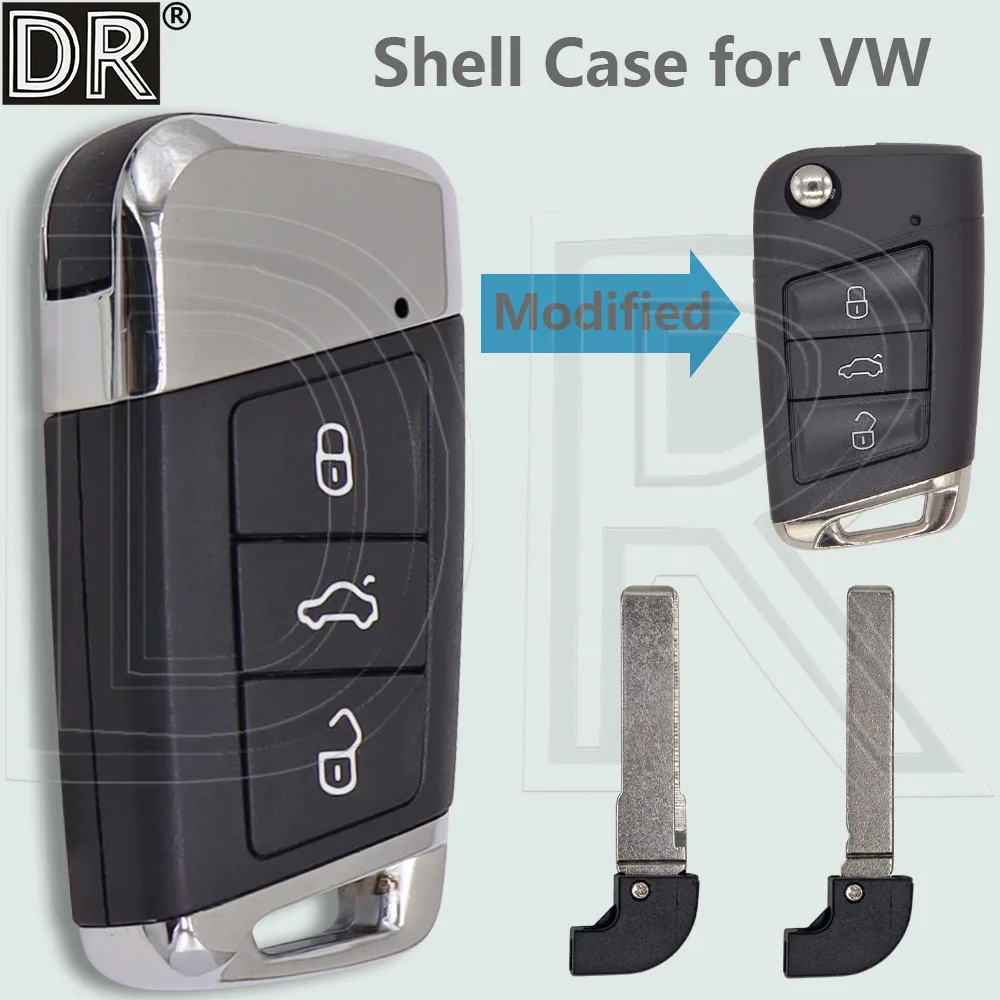 

DR Modified Car Remote Flip Key Shell Case For VW Volkswagen Passat Golf 6 7 Polo MK7 8 Tiguan Seat Skoda Superb Octavia Atlas