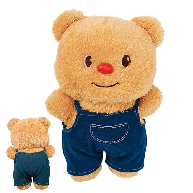 23cm Cute Butter Bear Plush Toy Cartoon Animal Stuffed Doll with Suspender Trousers Soft Throw Pillow Birthday Christmas Gifts