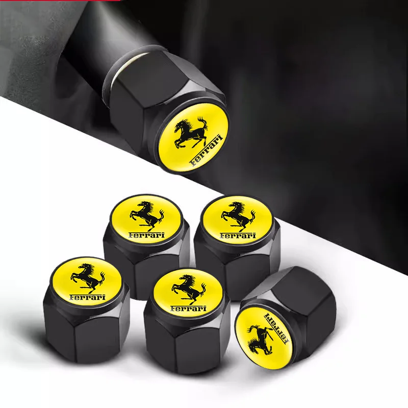 Tapa de válvula de neumático de rueda de coche de aleación de aluminio, cubierta a prueba de polvo para Ferrari Roma 488 Portofino F8 Spider SF90 488 612 F12, accesorio, 5 uds.