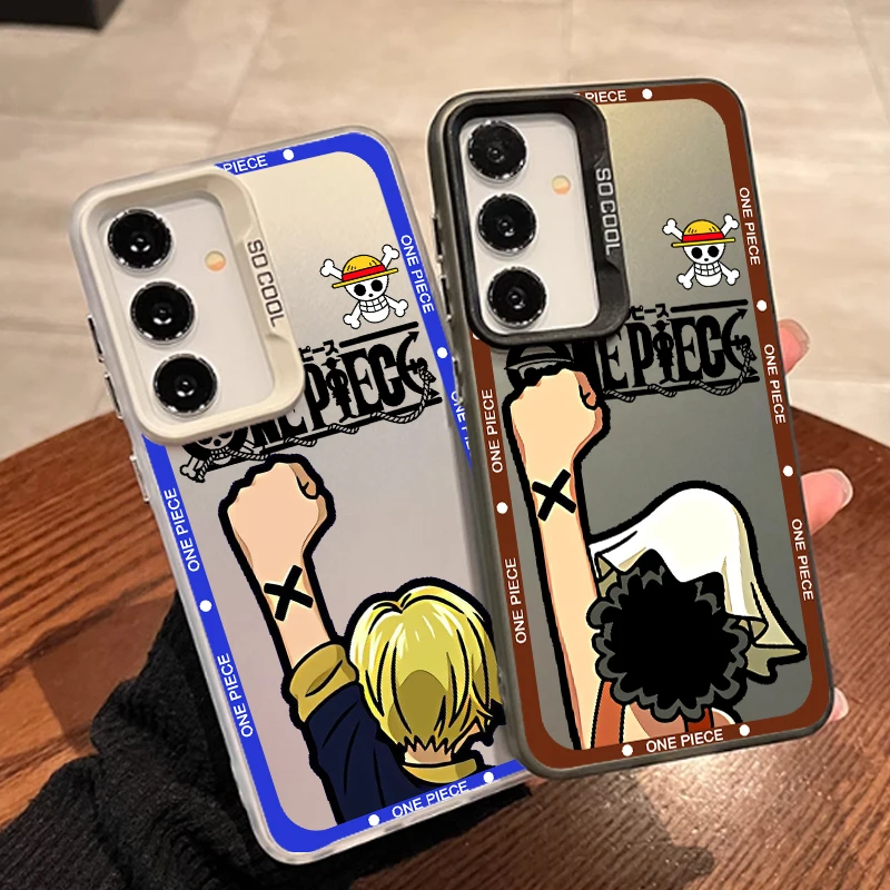 Anime One Piece Sanji Usopp For Samsung Galaxy S24 S23 S22 S21 S20 Note 20 Ultra Plus FE 5G Colorful Silver Back Phone Case