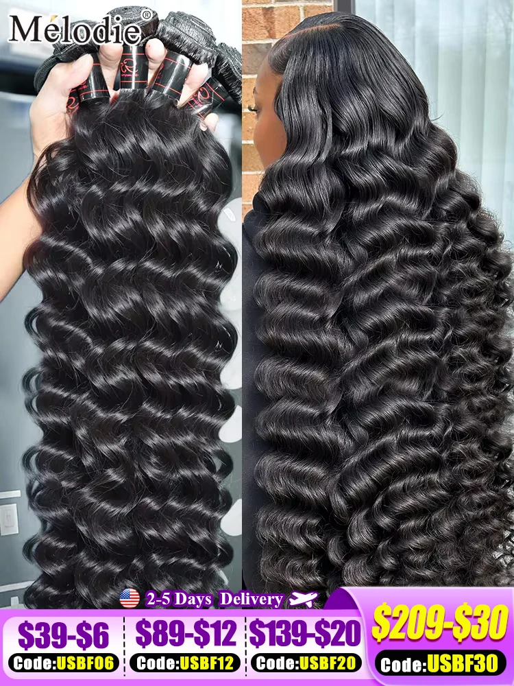 Melodie Loose Wave Human Hair Bundles 3 4 Deals 12A Grade 100% Raw Virgin Hair Extension Unprocessed 40 Inch Brazilian For Women