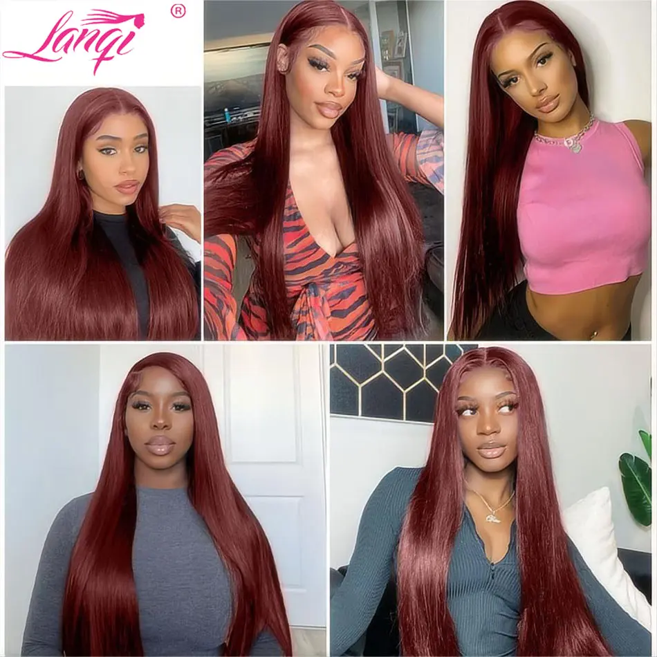 Reddish Brown Straight Wigs13x4 Transparent Lace Frontal Wig Human Hair Lace Front Wigs for Women Colored 180 Density Wig