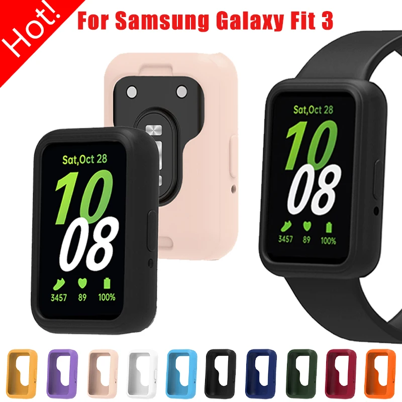 Soft Silicone Case for Samsung Galaxy Fit 3 Samrt Watch Strap Full Coverage Protective Case for Galaxy Watch Fit 3 Accessories